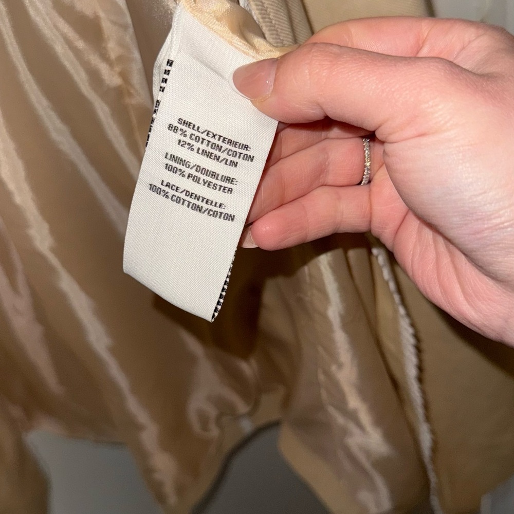 Beige Trench Coat with White Scalloped Trim by - Picture 3 of 4